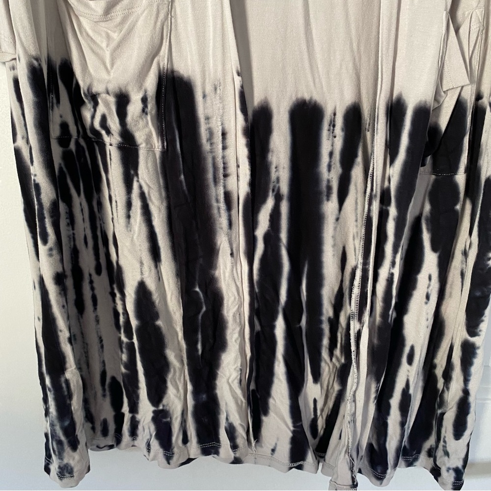 Torrid Super Soft Knits Grey Black Tie Dye Duster Cardigan Size 1X - Picture 6 of 8